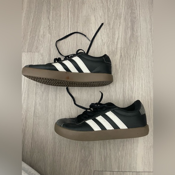 Adidas Black Leather Shoes with White Stripes - Picture 5 of 6
